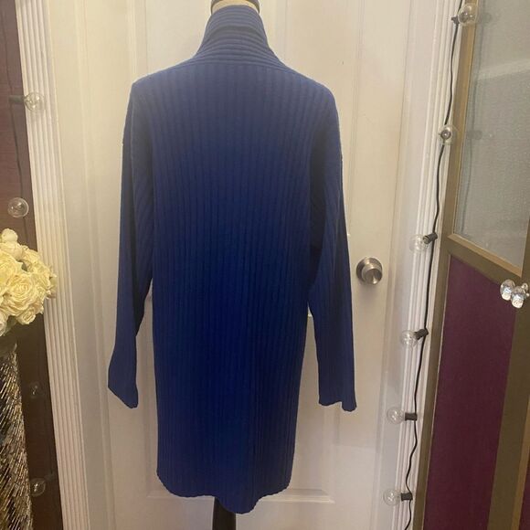 Valerie Louthan 100% pure cashmere rich blue open front cardigan, S-L - Picture 9 of 10